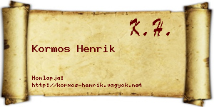 Kormos Henrik névjegykártya